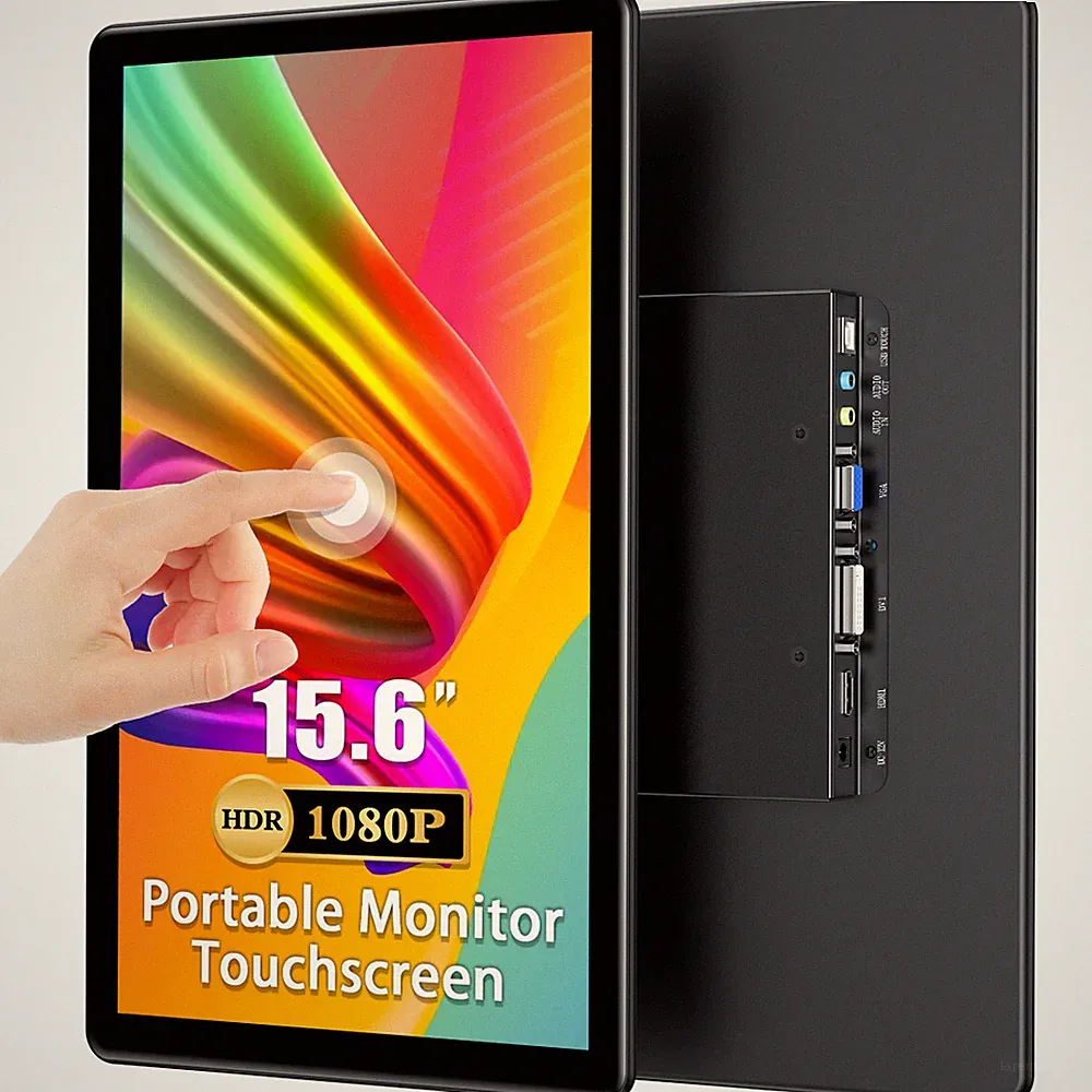 15.6" Touchscreen Portable Monitor 1080P DVI VGA 16:9 w/VESA For Raspberry Pi 3+