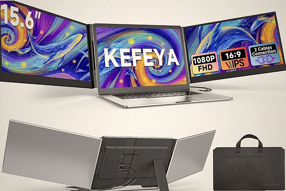 15.6" Triple Laptop Screen Extender FHD 1080P Portable Monitor Screen Plug&Play