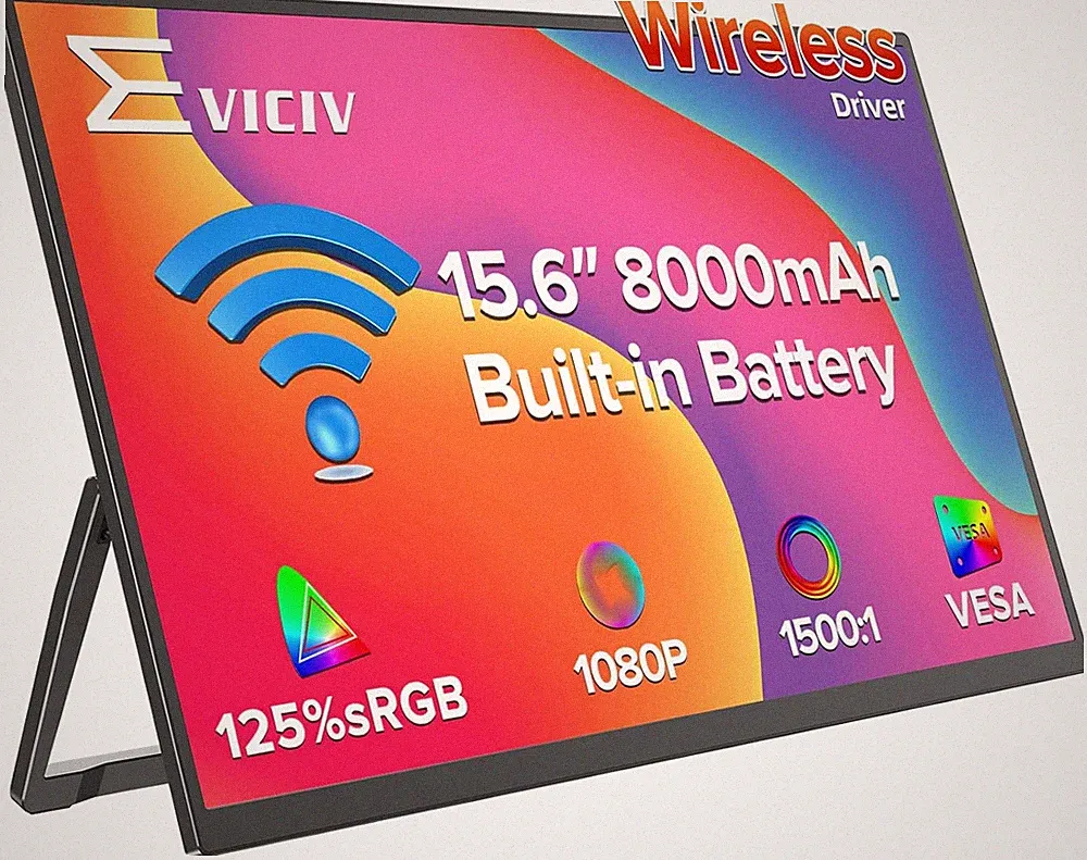 15.6" Wireless Portable Monitor with 8000mAh Battery - Travel Second Screen