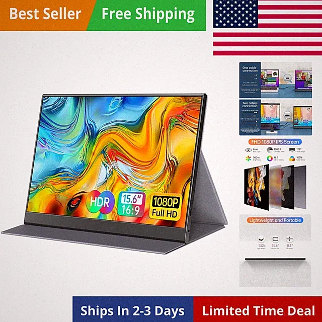 15.6inch Portable Monitor,1080P USB-C HDMI Second External Monitor for Laptop...