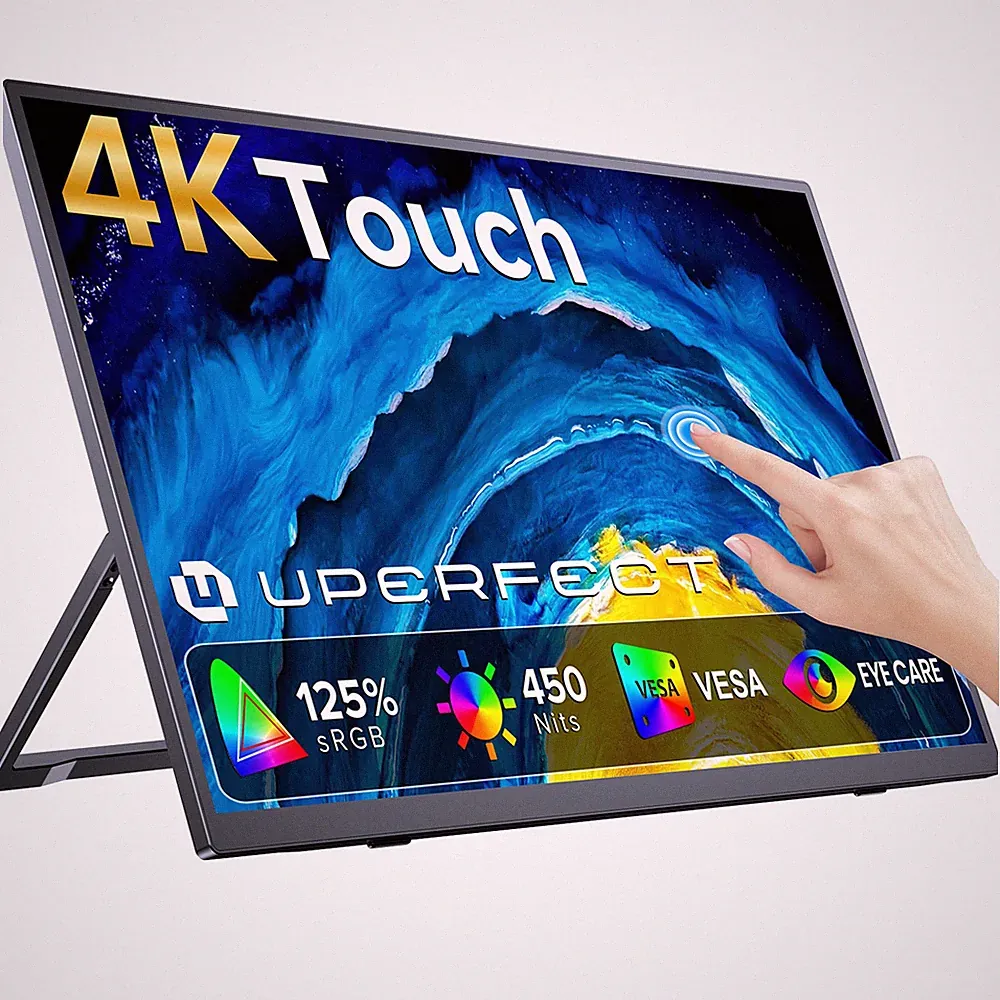15.7" Touchscreen 4K Portable Monitor Extended Screen For Computer Freestanding