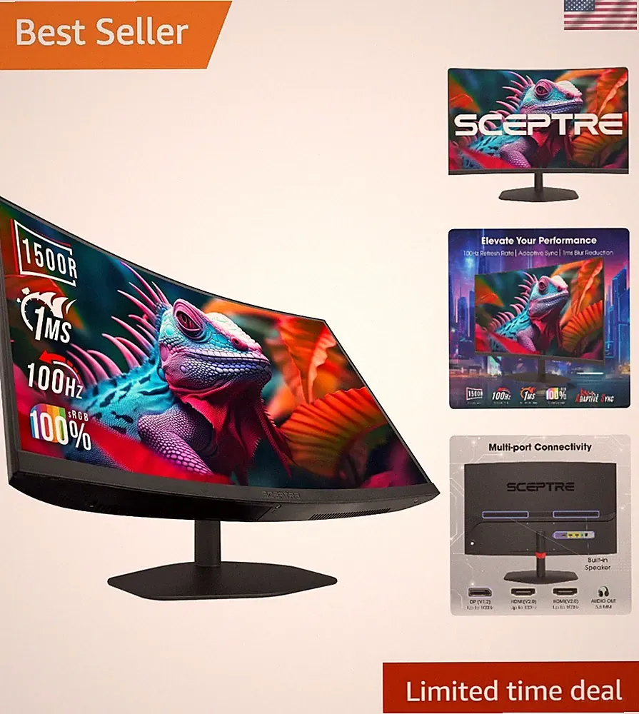 1500R Curved 27'' Monitor with 100Hz Refresh Rate & 1ms Response for Gamers