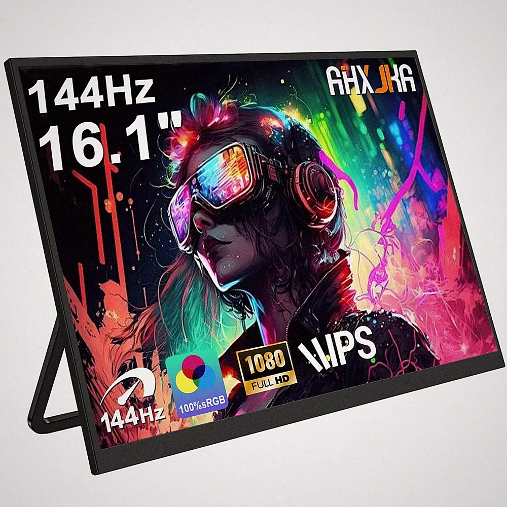 16.1" 144Hz Portable Monitor for Gaming with Kickstand- HDR Eye Careful, 100%...