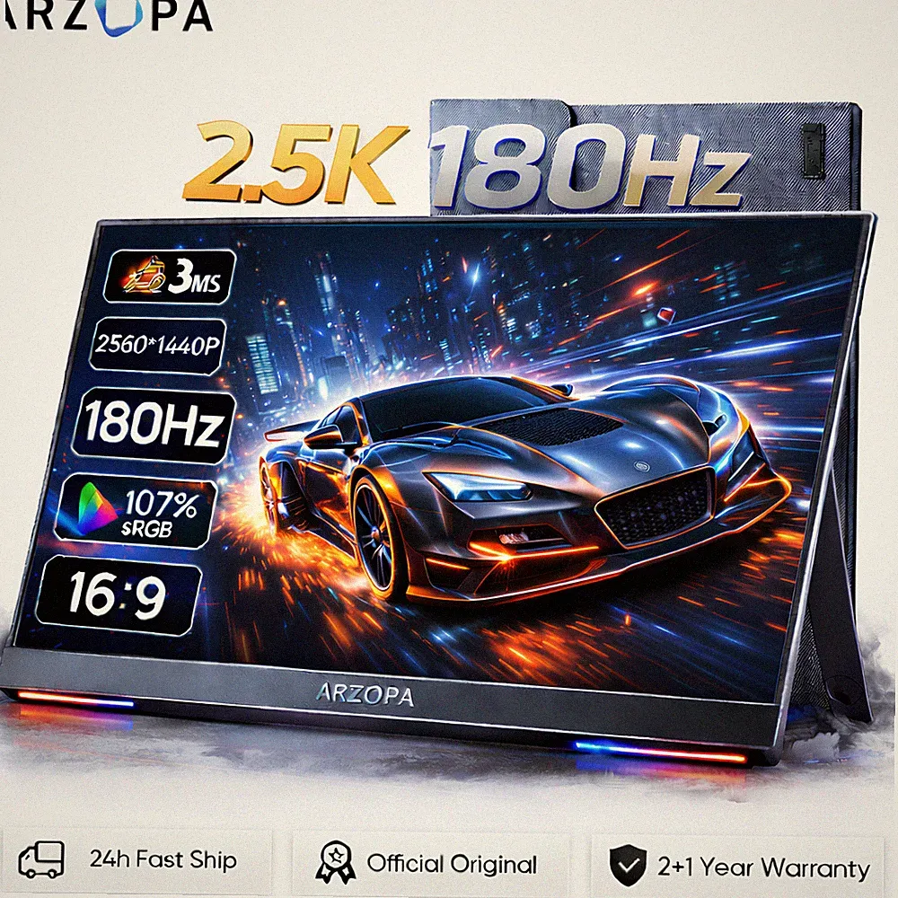 16.1 Inch Portable Monitor ARZOPA 180Hz 2.5K 2560x1440 100% sRGB Aluminum Case