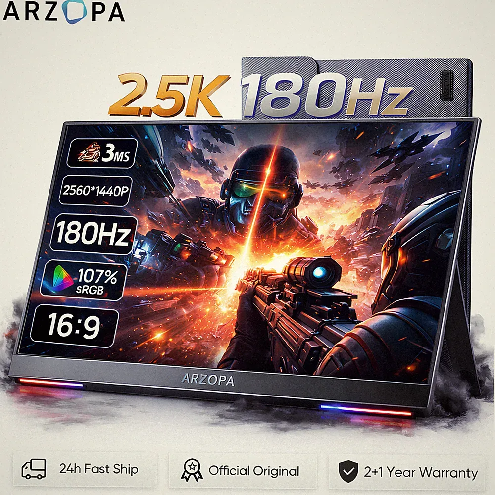 16.1 Inch Portable Monitor ARZOPA 2.5K 180Hz 400nit 1440P Gaming Second Screen