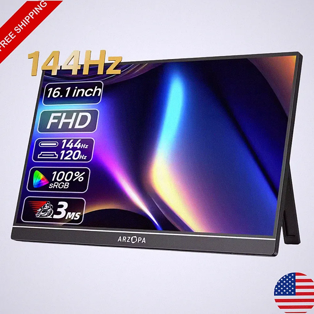 16.1'' Portable Gaming Monitor 144Hz 1080P FHD IPS Display for PS5 Xbox Switch