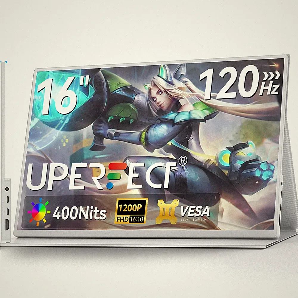 16" 1200P 120Hz Gaming Monitor Portable Monitor Display Screen White with VESA