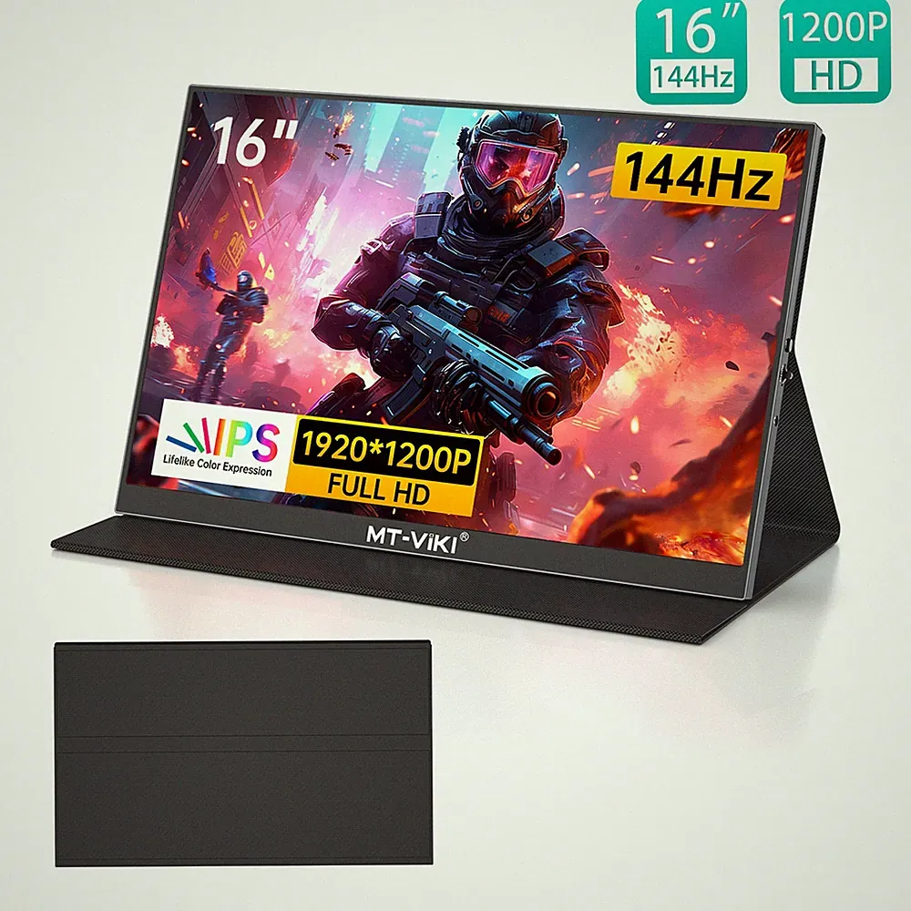 16" 144Hz Portable Monitor 1920x1200 IPS USB-C HDMI Gaming Display for Laptop PC