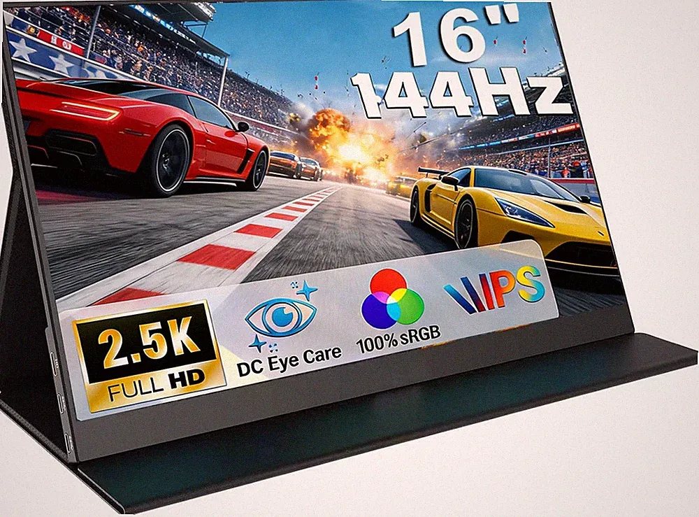 16" 2.5K 144Hz Portable Gaming Monitor 16:10 HDR Eye Careful,100% Srgb Qhd2560X1