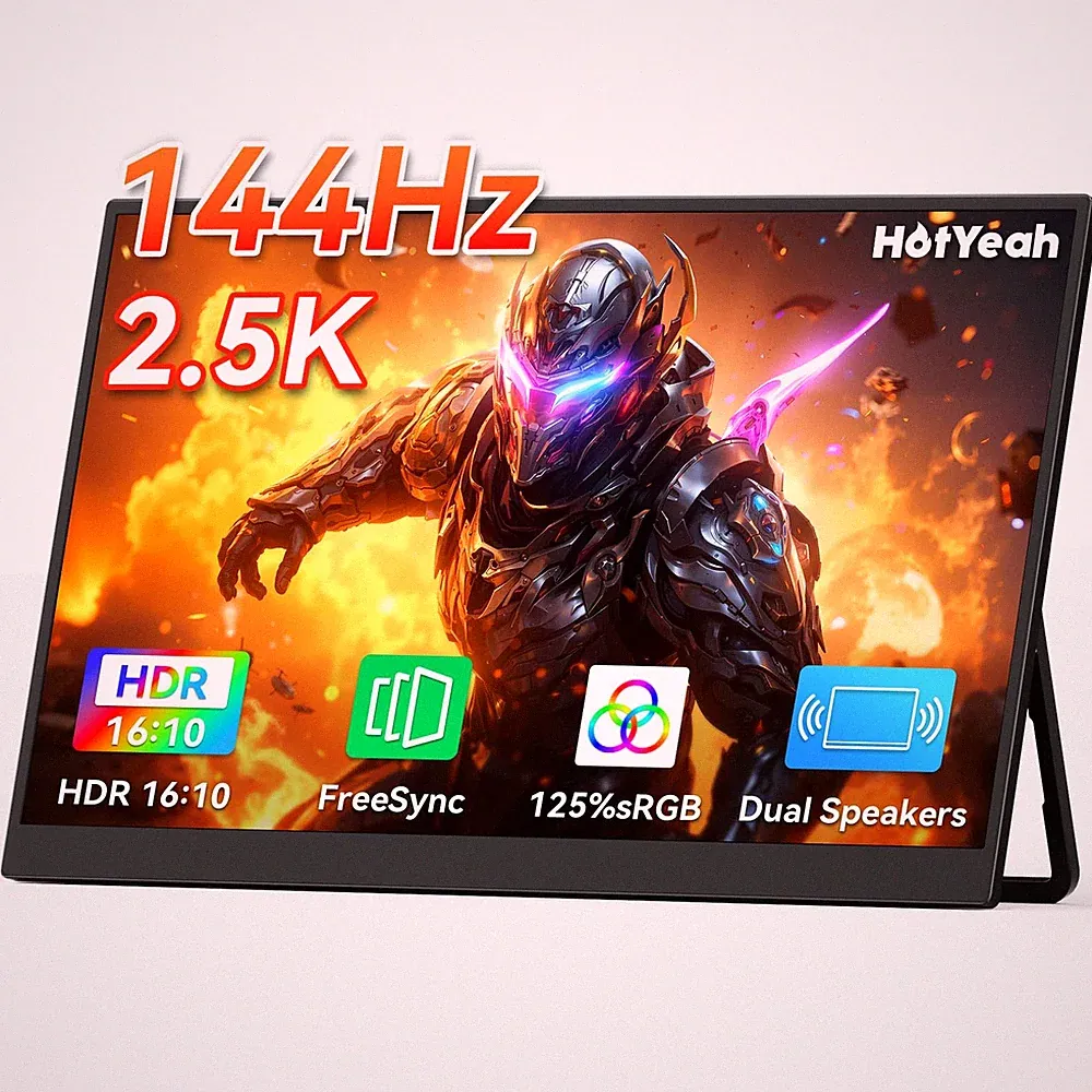 16" 2.5K 144Hz Portable Gaming Monitor, 2560x1600 QHD 125% sRGB