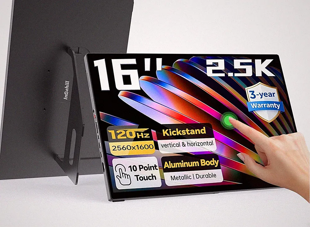 16" 2.5K Touchscreen Portable Monitor, 120Hz Gaming Monitor w/HDR & FreeSync