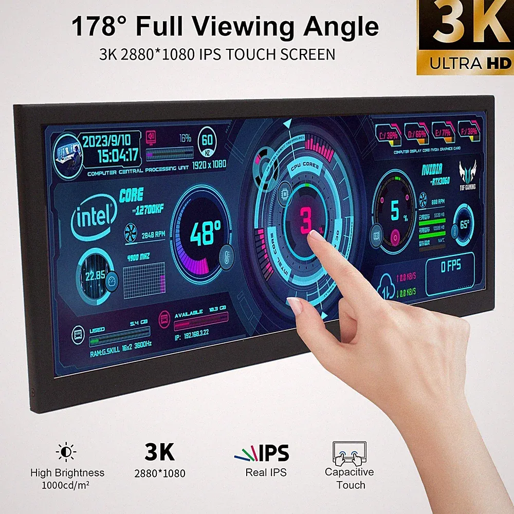 16.2" Touch Screen 21:9 Ultra Wide 2.8K IPS Monitor Multi-Screen Desktop Display