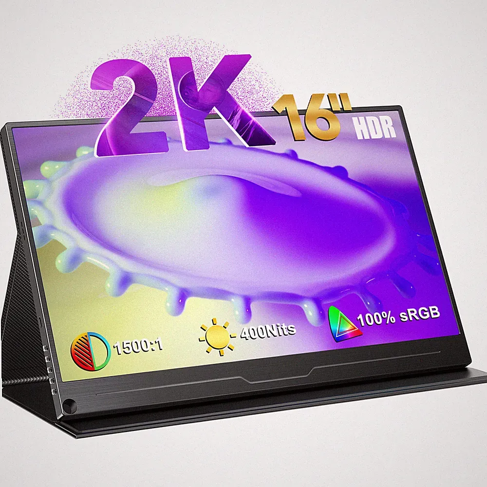 16" 2K 2560x1600 Portable Monitor Gaming Monitor 16:10 Screen HDMI Monitor