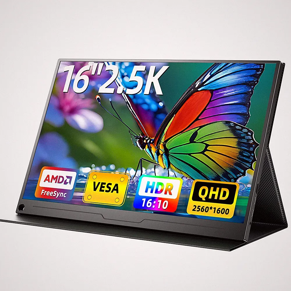 16" 2K Portable Gaming Monitor 2.5K 60Hz 100% sRGB Type C HDMI Travel Display
