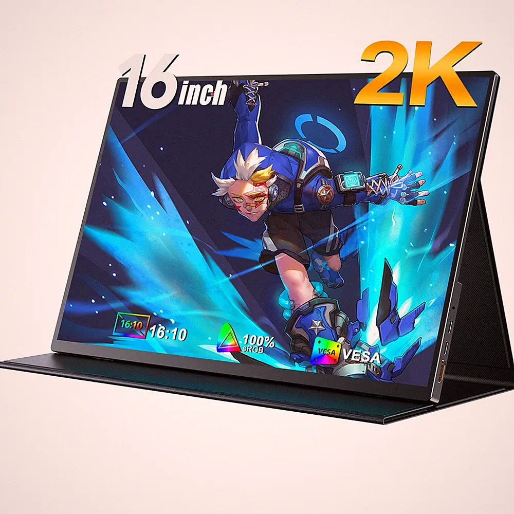 16" 2K Portable Monitor 2560*1600 2K 16:10 Portable Monitor QHD Screen Display
