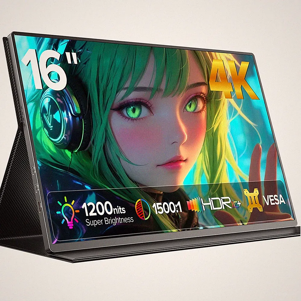 16" 60Hz Portable Monitor 4K UHD Screen 3840*2400 IPS LCD Gaming Display w/VESA