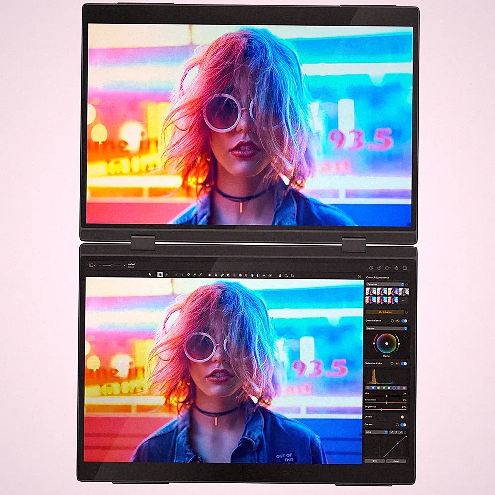 16" Dual Portable Monitor Dextop Screen 2K Touchscreen Second Display For PC