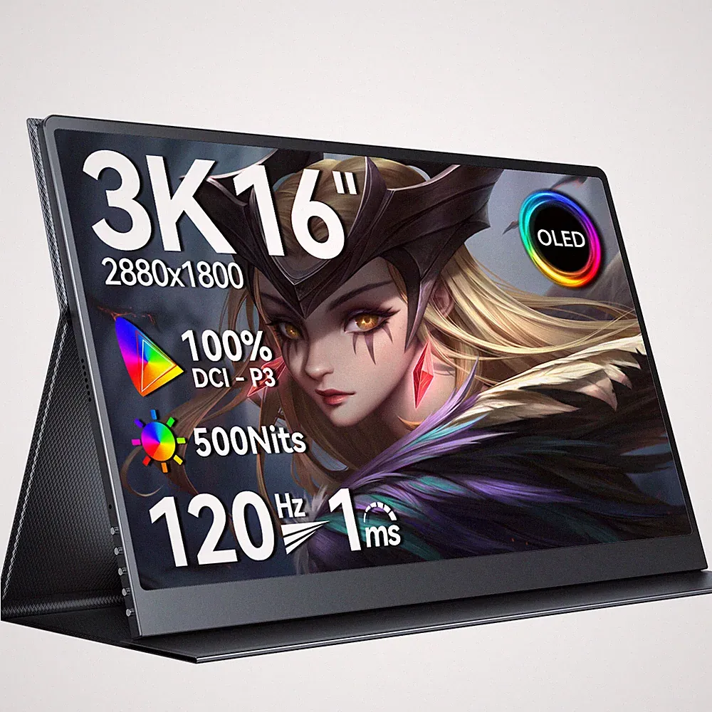 16 Inch OLED 3K Portable Monitor 120Hz 100000:1 Gaming Display For Laptop PC