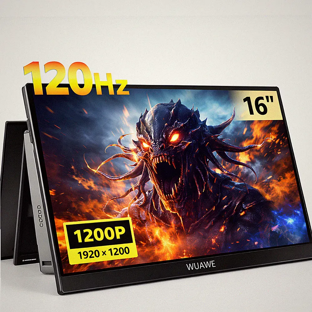 16 Inch Portable Monitor 120Hz WUAWE 1920x1200 16:10 Gaming Screen for Laptop