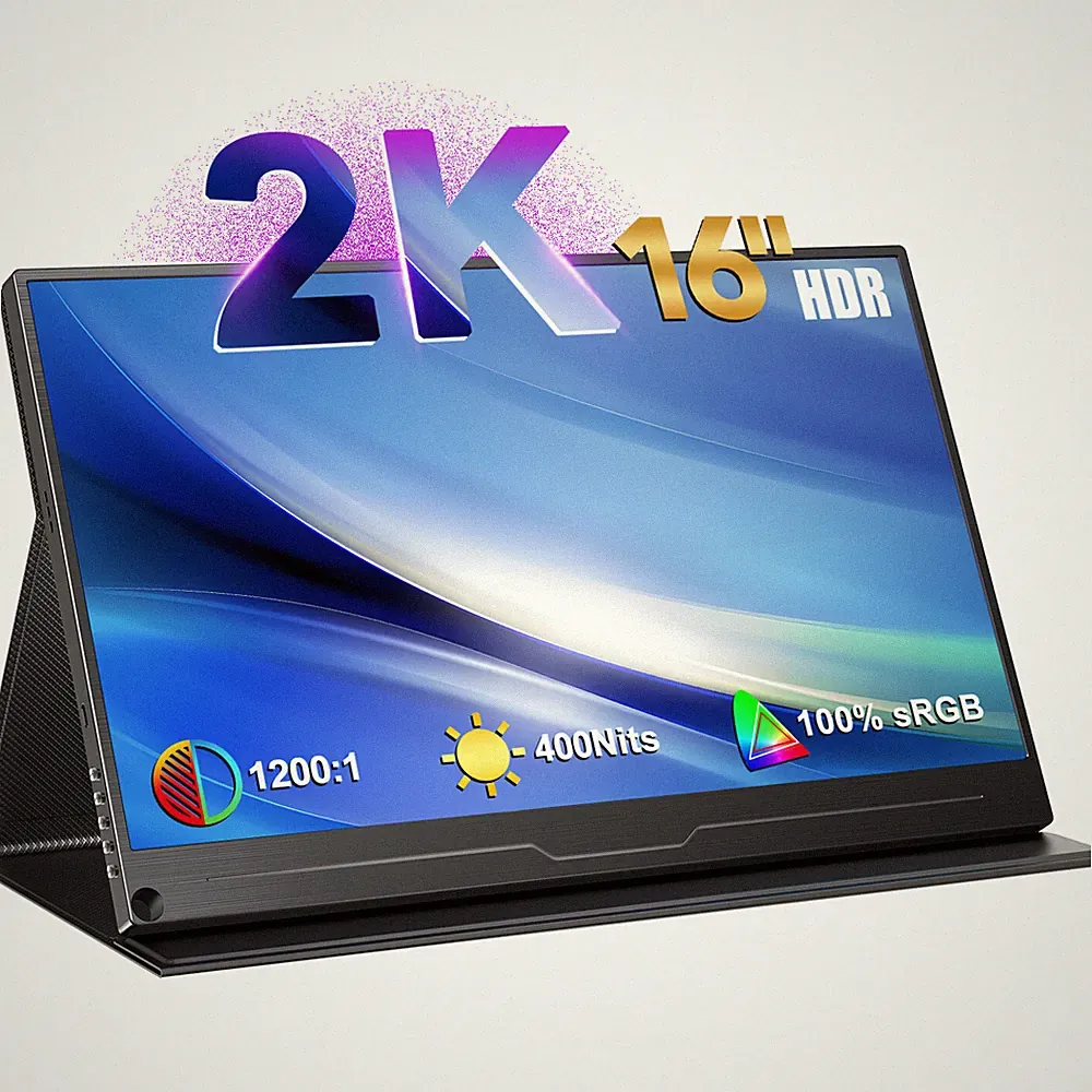 16" IPS Portable Monitor 2560x1600 2K Gaming Display USB-C Type-C 2*Speakers