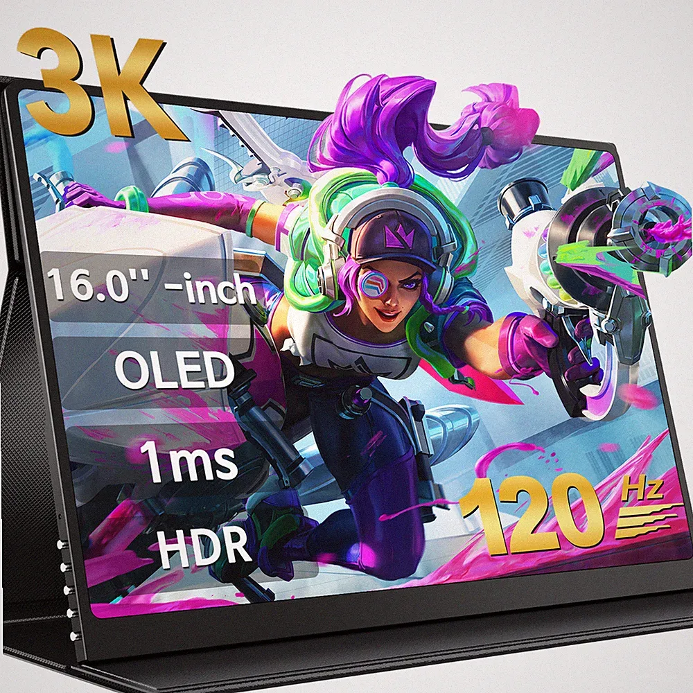 16" OLED Portable Gaming Monitor 120Hz 3K Gaming Monitor 100% DCI-P3 100000:1