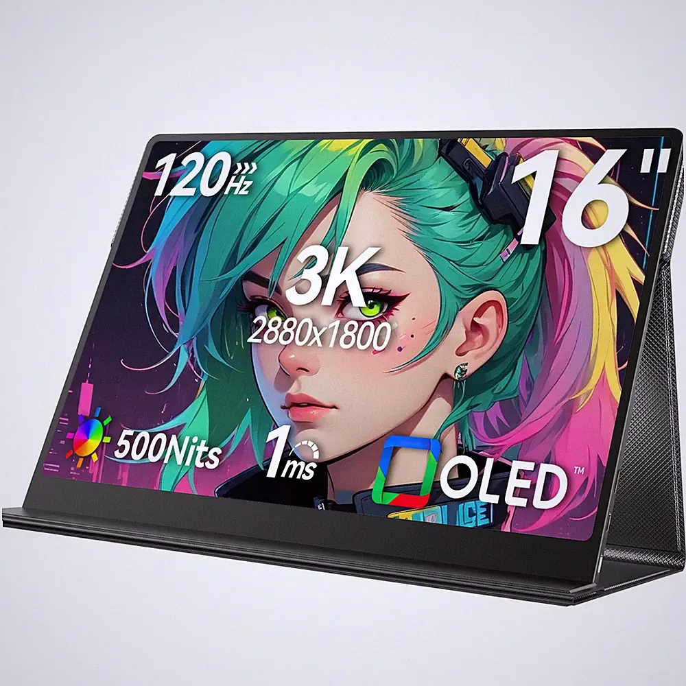 16" OLED Portable Monitor 2880x1800 120Hz Gaming Display 500 Nits 100% DCI-P3
