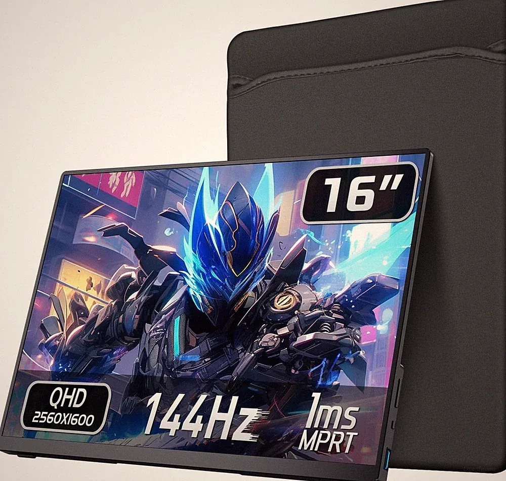 16" Portable Monitor 2K 144Hz | 2560x1600, 100% sRGB, HDR, FreeSync, Ultra Slim