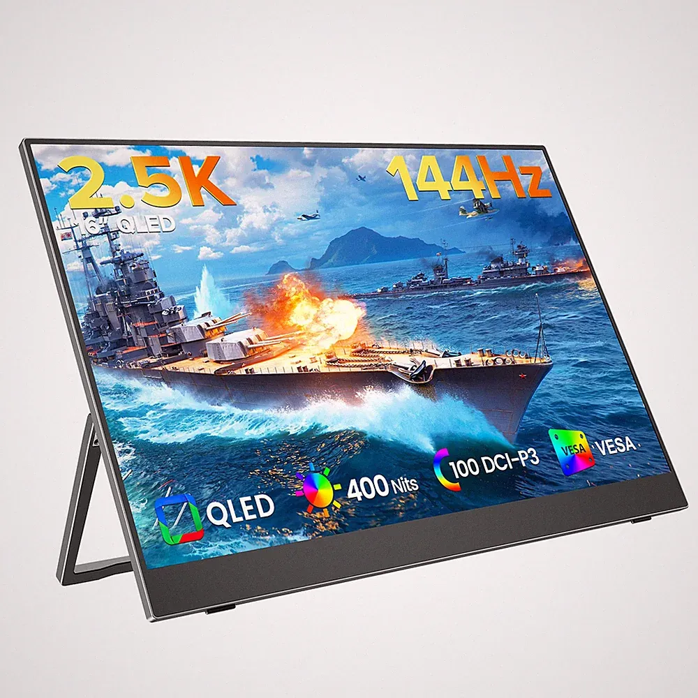 16" QLED 2K 2560x1600 HDR 144Hz Portable Monitor For HDMI USB C Gaming Monitor