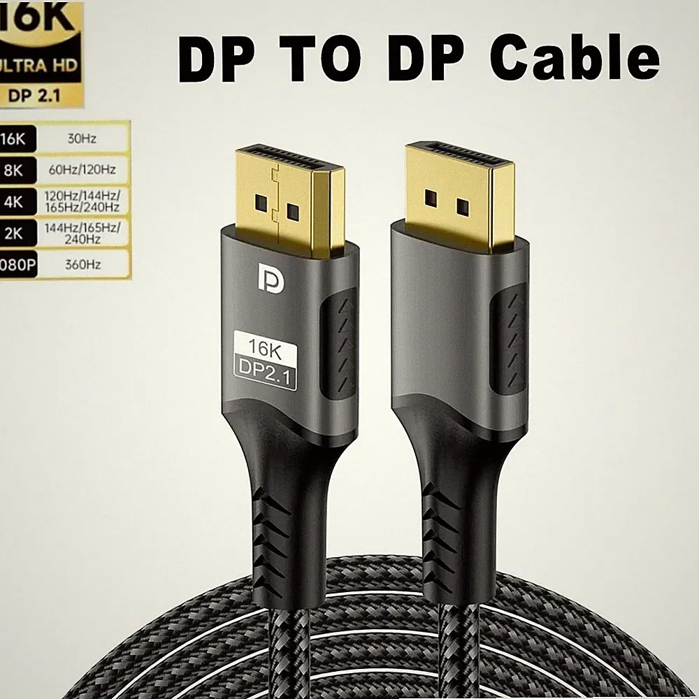 16K DisplayPort 2.1 Cable 80Gbps 8K@120Hz 4K@240Hz DP to DP Gaming Monitor PC