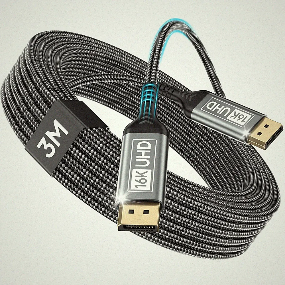 16K DisplayPort Cable 2.1 10FT, DP Cable Supports 8K@240Hz, 4K@540Hz 360Hz 240Hz
