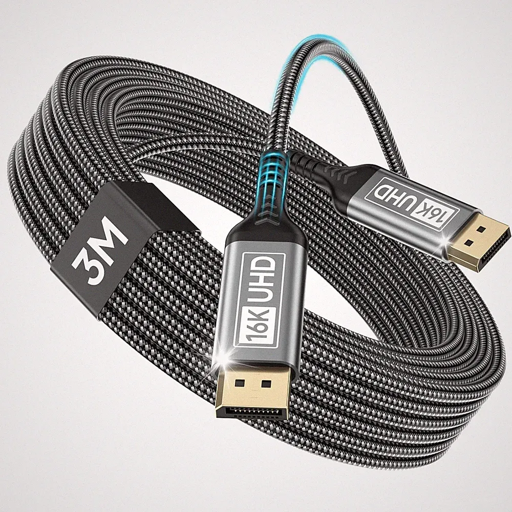 16K DisplayPort Cable 2.1 10FT, DP Cable Supports 8K@240Hz, 4K@540Hz 360Hz 240Hz