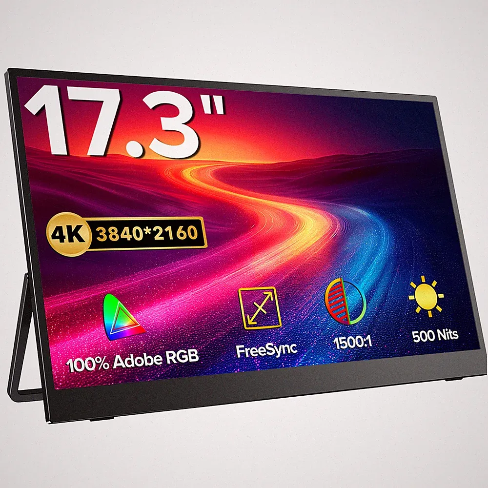 17.3" 4K Portable Monitor 3840*2160 Portable Gaming Monitor UHD Second Screen