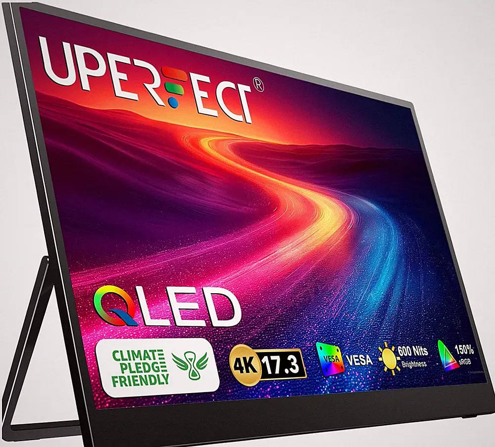 17.3'' 4K Portable Monitor QLED, 600 Nits 150% Srgb UHD Freesync HDR 2 Speakers