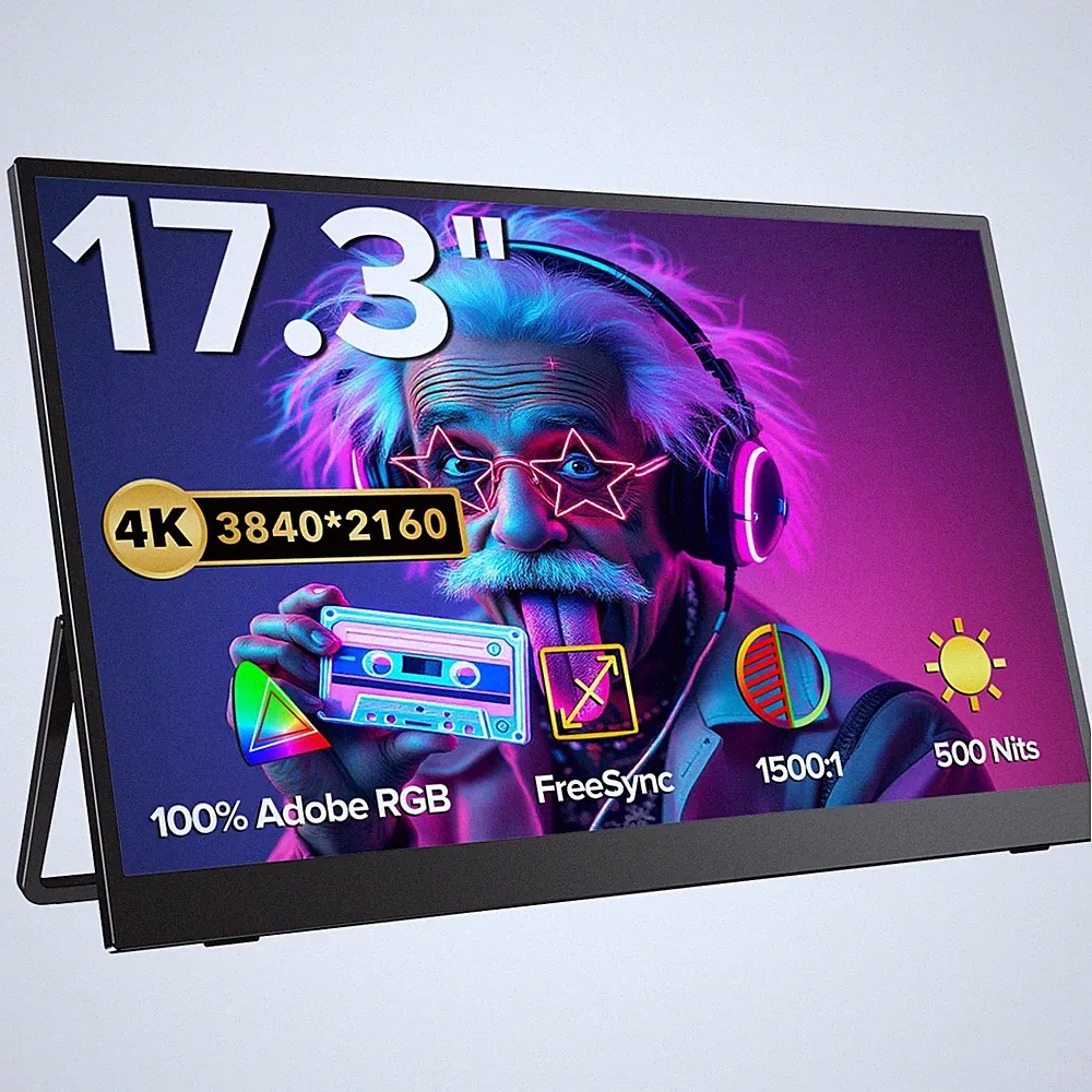 17.3" 4K UHD Portable Display HDR Monitor 100% Adobe For MacBook PS5 Xbox Laptop