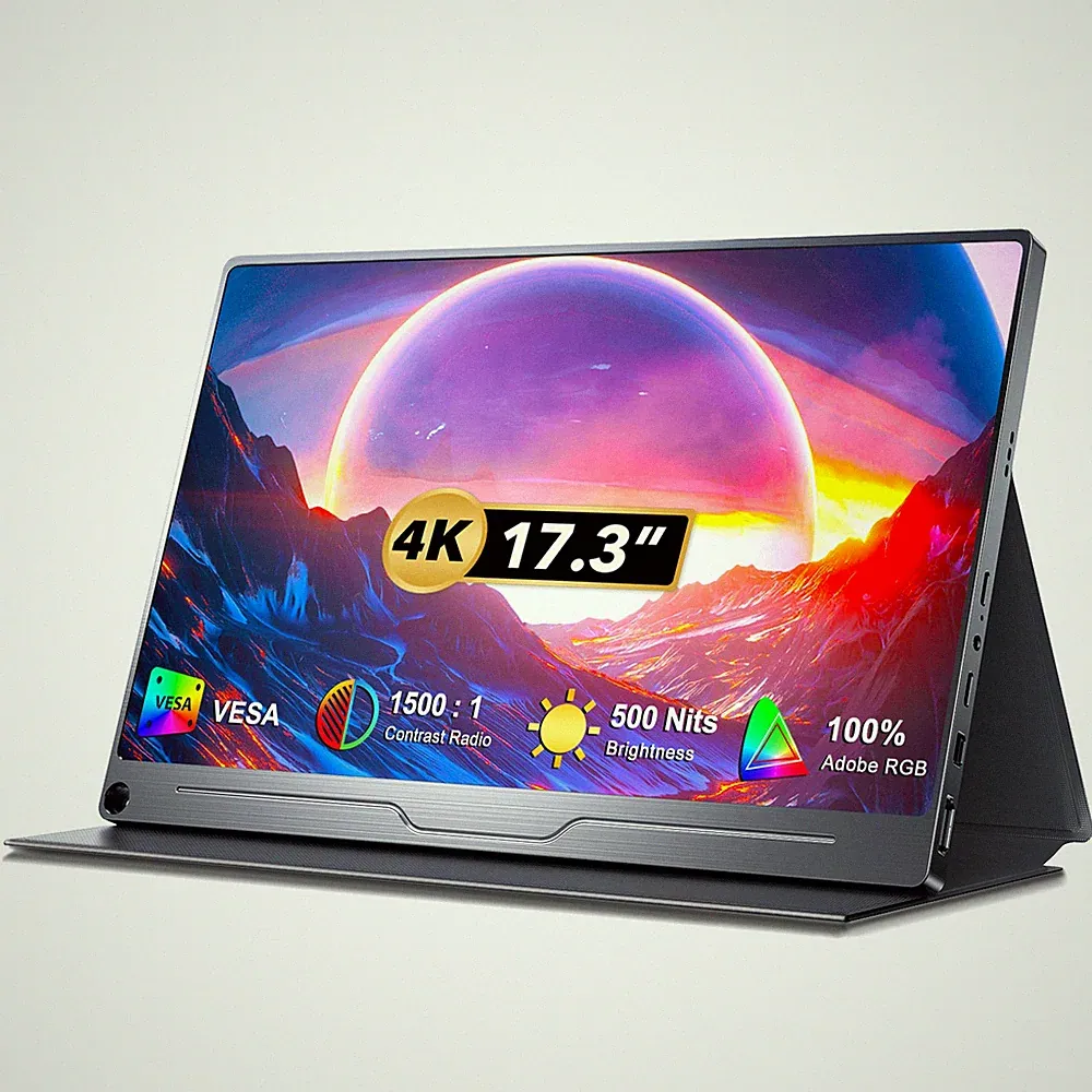 17.3" 4K UHD Portable Monitor USB-C VESA For Computer Laptop Work From Home PC