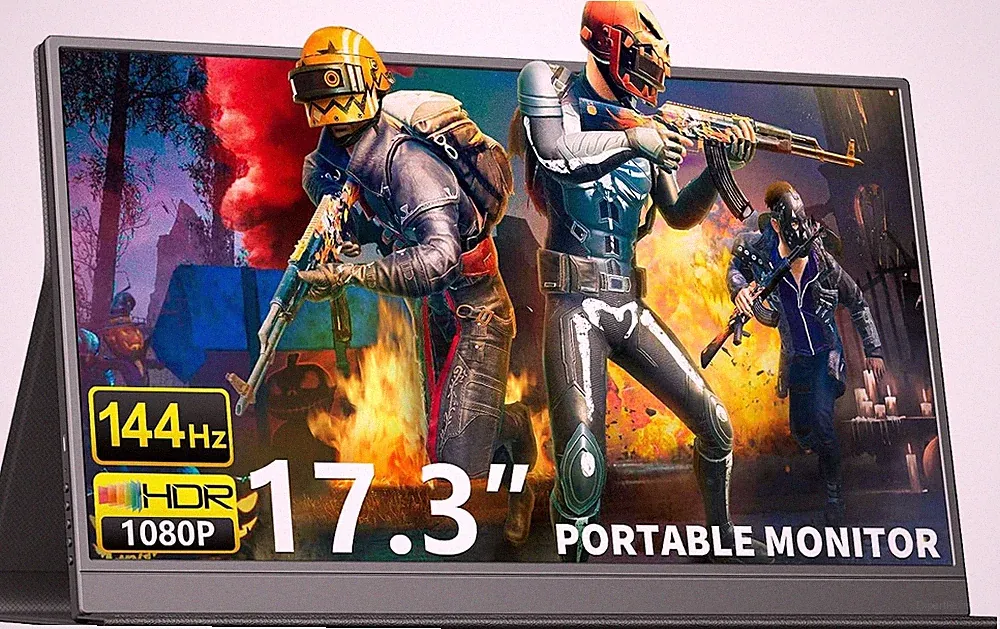 17.3" Portable Gaming Monitor with 1080P, 144Hz, USB-C HDMI, Speakers Included