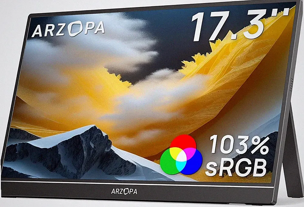 17.3" Portable Monitor, 1080P FHD 103% Srgb IPS Gaming Monitor Laptop Monitor wi