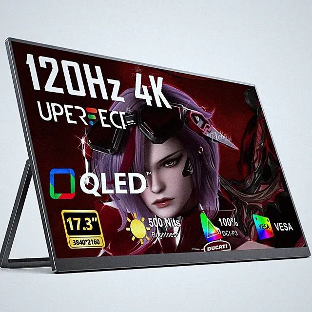 17.3" Portable Monitor 3840*2160 UHD 120Hz Second Screen Display w/VESA & Stand