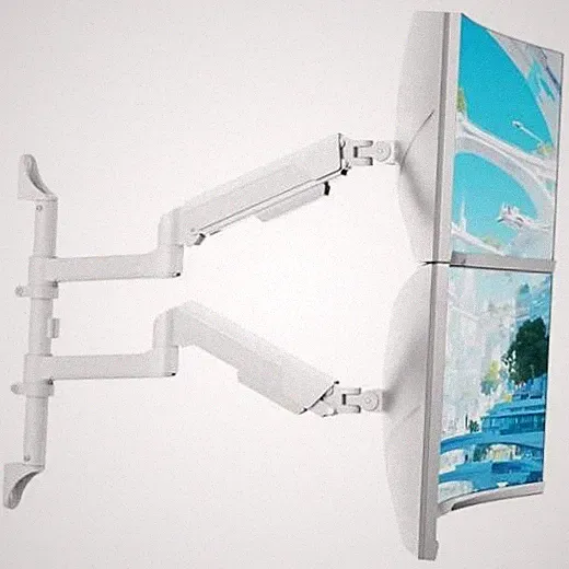 17-40 Inch Ultrawide Vertical Dual Monitor Wall Mount | Dual Monitor Arm White