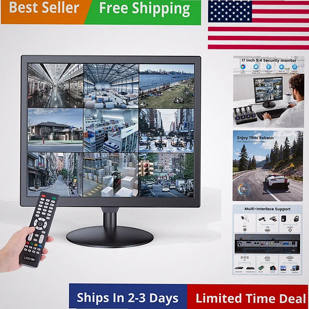 17-inch Security Camera Monitor, 1280x1024 5:4 View 170° Computer Monitors Su...