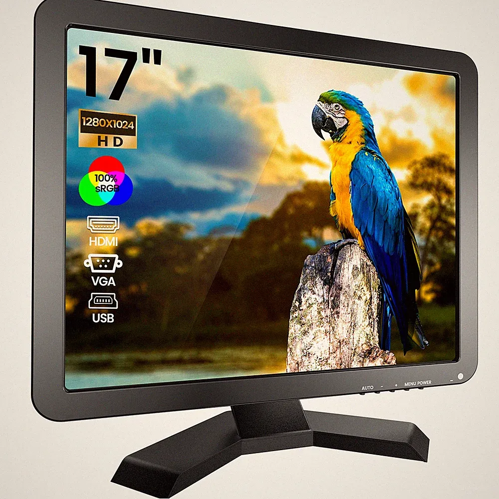 17" Security Monitor 1280x1024 Gaming Display CCTV Camera Screen HDMI/VGA/BNC/AV
