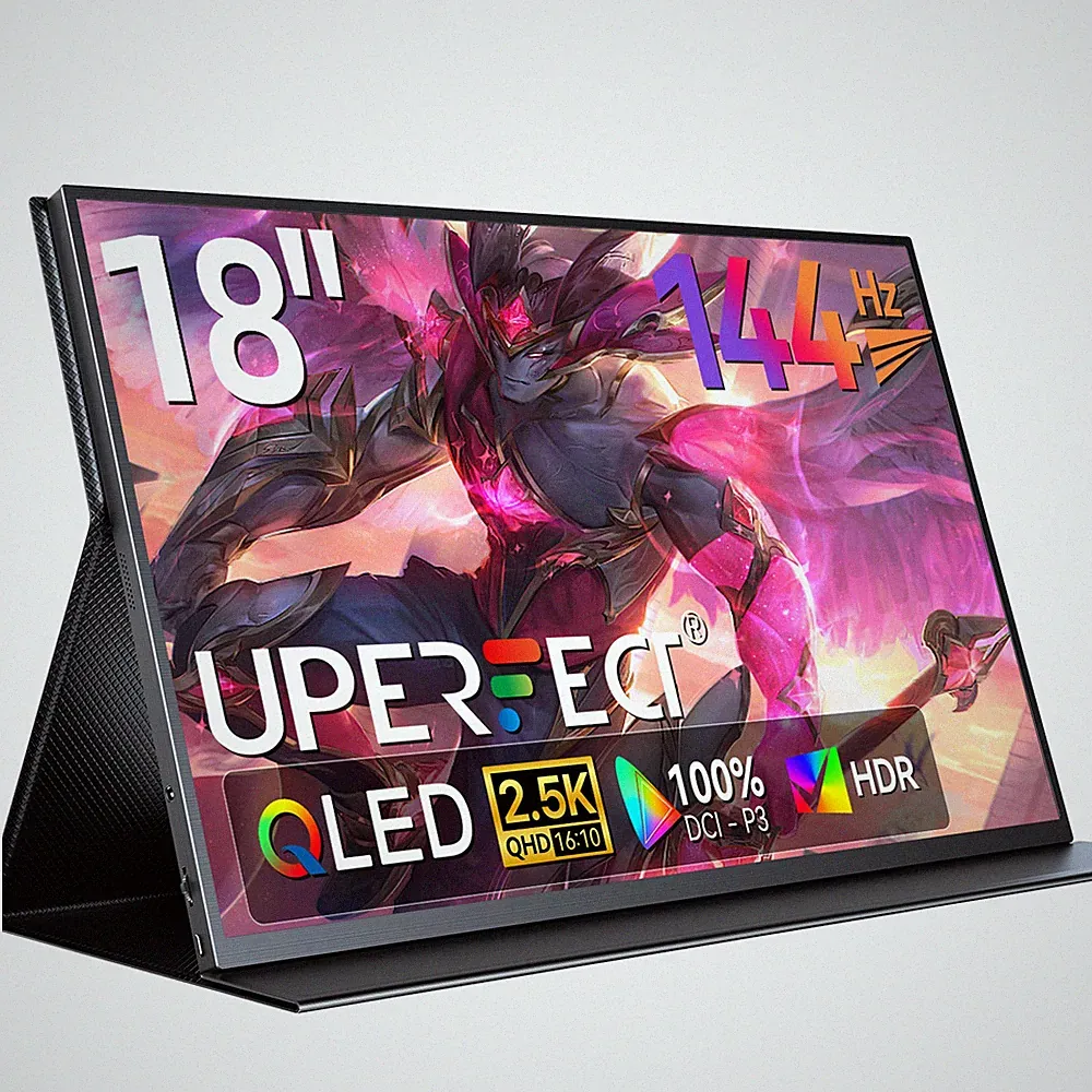 18" 2560 * 1600 QHD 2K Portable Monitor HDR Gaming 144Hz QLED External Display