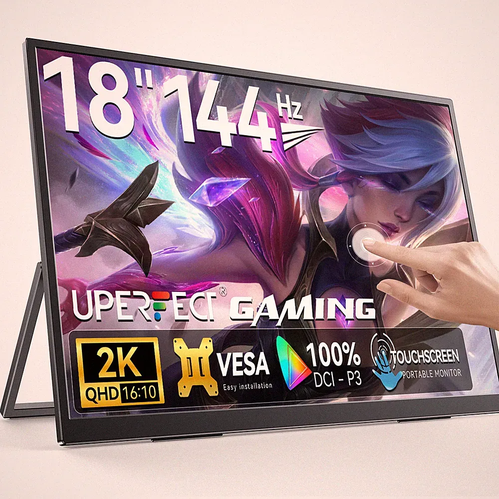 18" 2K 144Hz Portable Monitor Touchscreen 2560*1600 QHD 100%DCI-P3 Laptop Screen