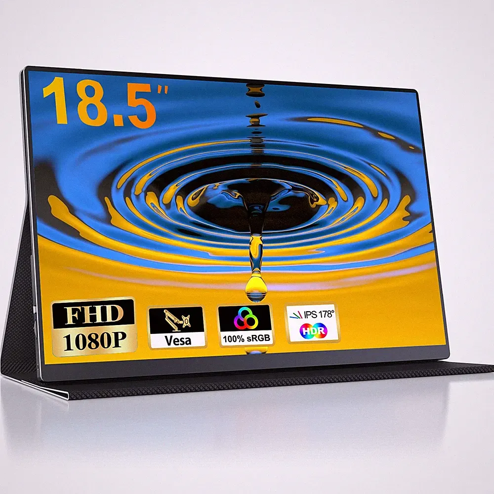 18.5" 100Hz 1080P Portable Monitor LCD Display Screen HDMI & Type C with VESA