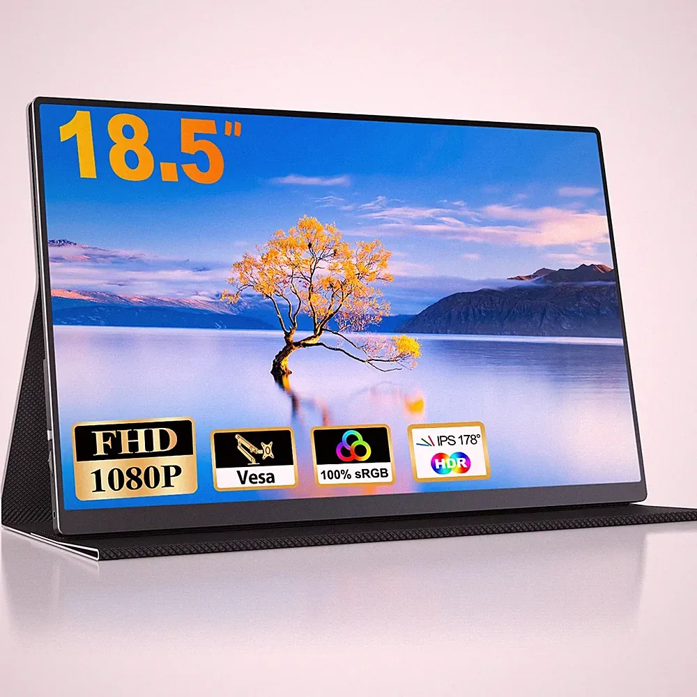 18.5" 100Hz Portable Monitor 100% sRGB 1080P USB C Screen Monitors For Laptop PC