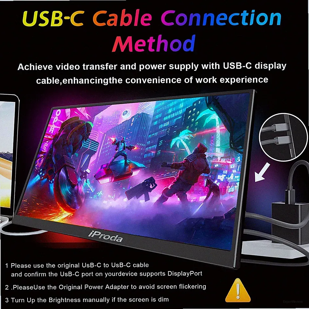 18.5" 120Hz FHD 1080P Portable Monitor, USB-C HDMI Screen Extender for Laptop, S