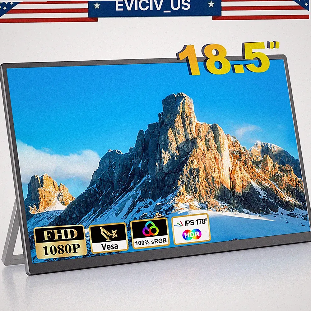 18.5" 120Hz Ultra Slim HDR Portable Monitor IPS 1920*1080 FHD HDMI Input Used US
