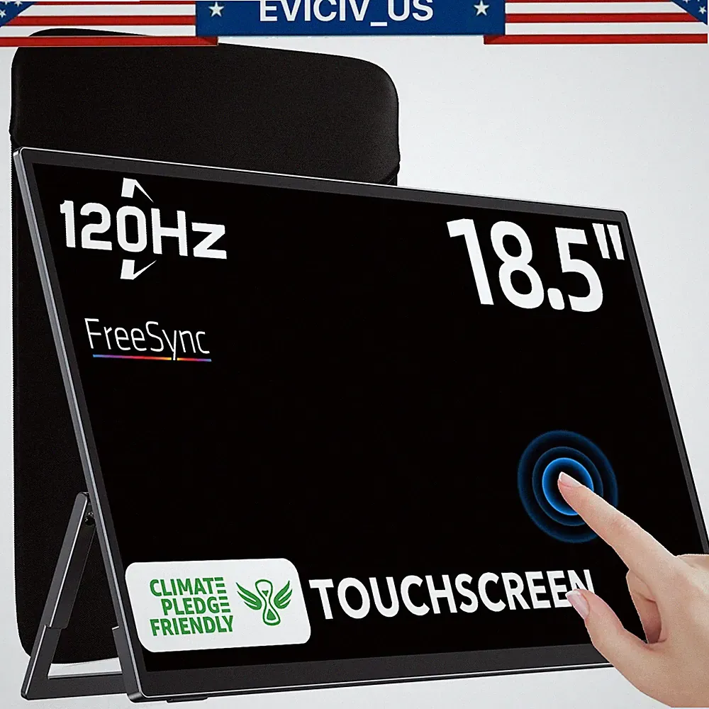 18.5" FHD Touchscreen Portable Monitor 120HZ w/VESA for Laptop Computer PS6 Used