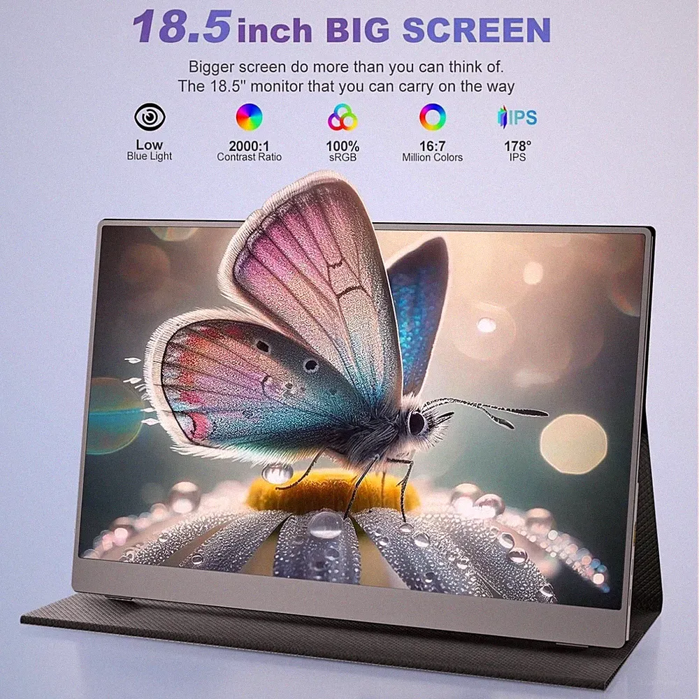 18.5" Portable FHD Monitor for Laptop - USB-C, HDMI