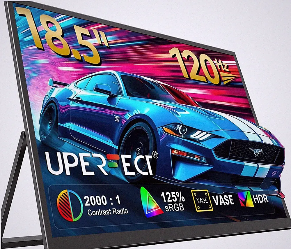 18.5" Portable Monitor 120Hz, USB-C, HDMI, VESA, HDR Gaming, Travel Screen